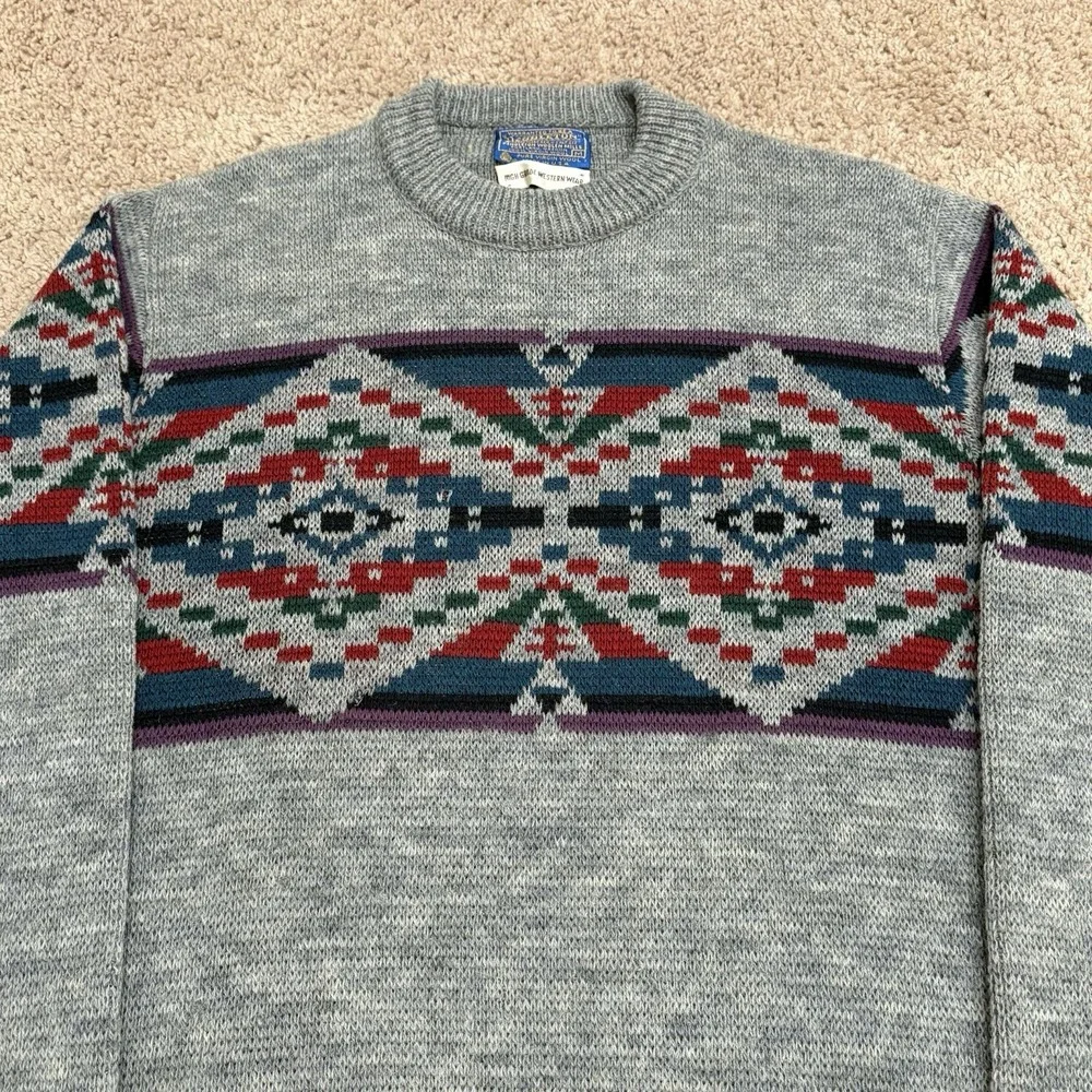 Vtg Pendleton High Grade Western Wear Wool Sweater Mens Medium Southwest Aztec